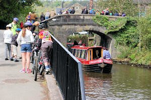 Bikes meet barges at Hebden Bridge on the Rochdale Canal